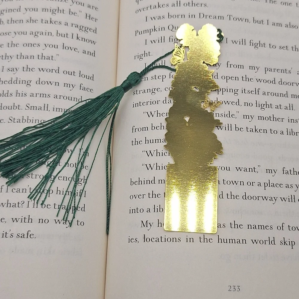 3/$15 Van Gogh Roses Gold and Green Metal Bookmark with Tassel - Picture 3 of 4